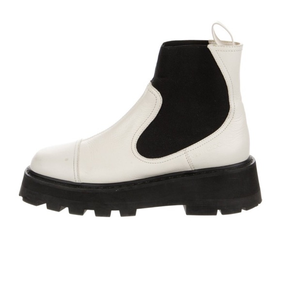 Jimmy Choo Shoes - Jimmy Choo Clayton Chelsea White Leather Ankle Boot Slip On size 38.5